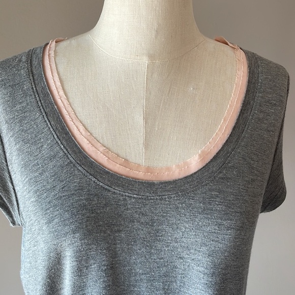 BORDEAUX women’s statement back rayon T shirt 2 in 1 look gray / pink relaxed M - Picture 7 of 12